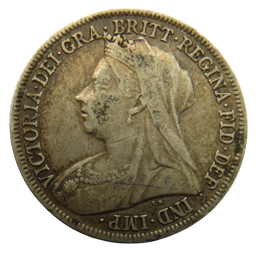 1898 Queen Victoria Silver Shilling Coin - Great Britain