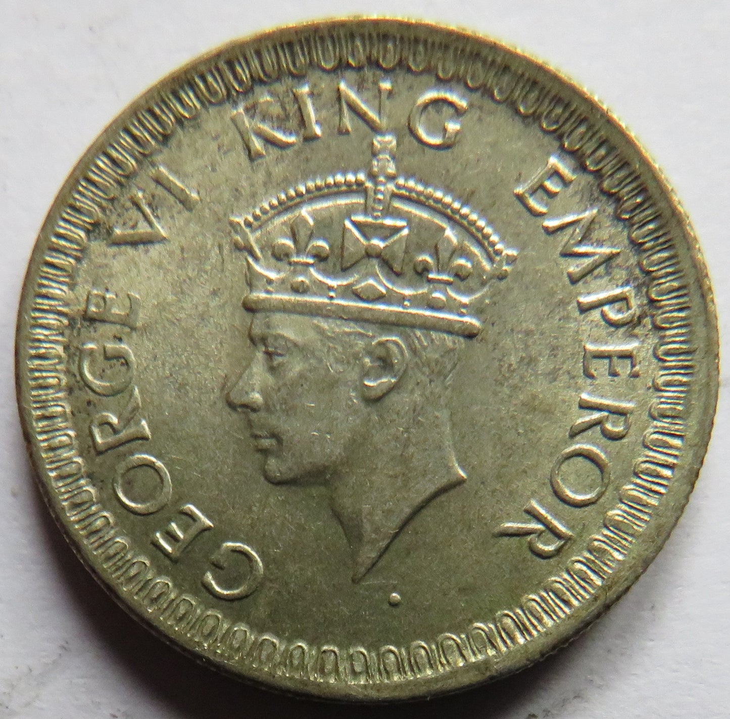 1943 King George VI India Silver 1/4 Quarter Rupee Coin