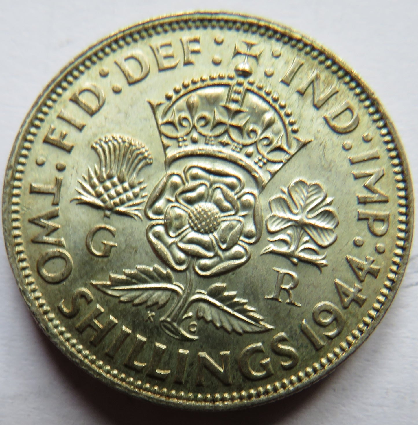 1944 King George VI Silver Florin / Two Shillings Coin High Grade