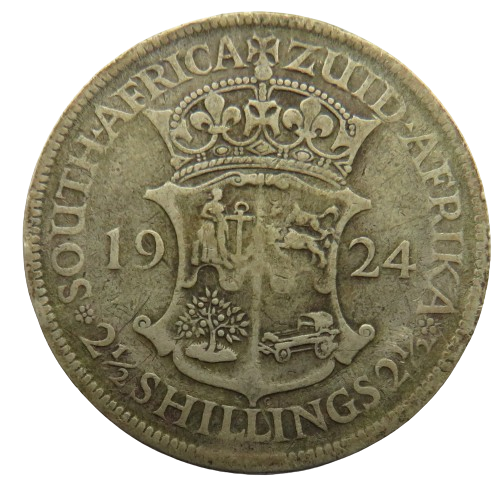 1924 King George V South Africa Silver Halfcrown Coin