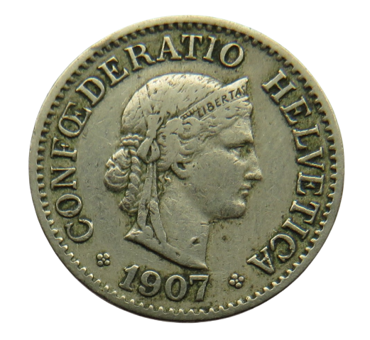 1907 Switzerland 10 Rappen Coin
