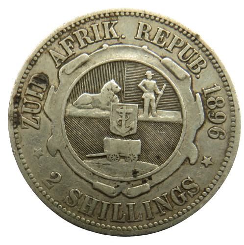 1896 South Africa Silver 2 Shilling Coin