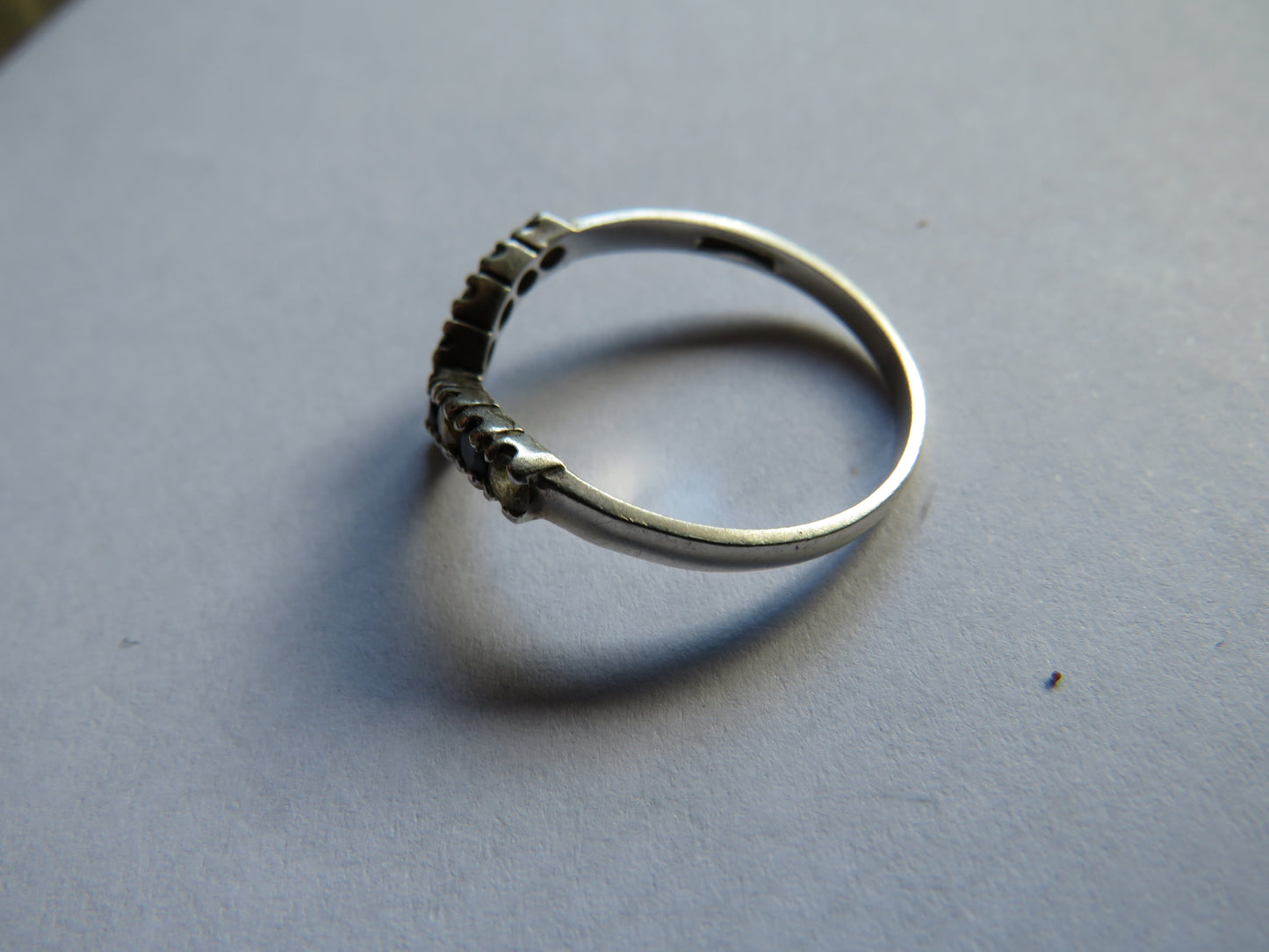 Vintage Ladies Silver, Black & Clear Stone Ring - UK Size - U