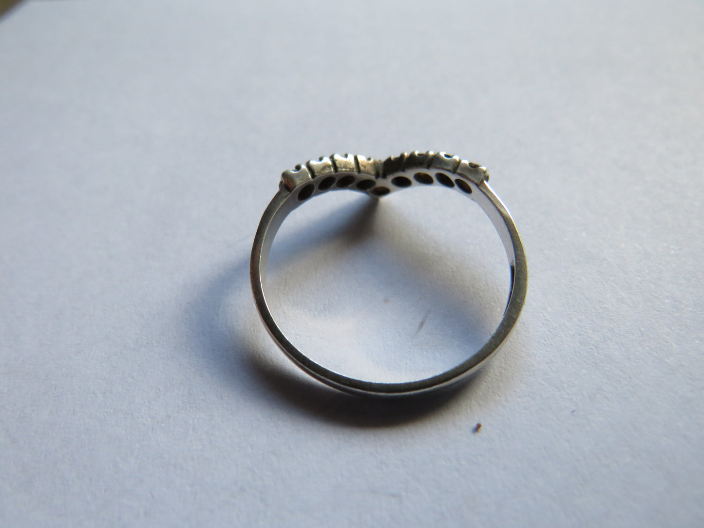 Vintage Ladies Silver, Black & Clear Stone Ring - UK Size - U