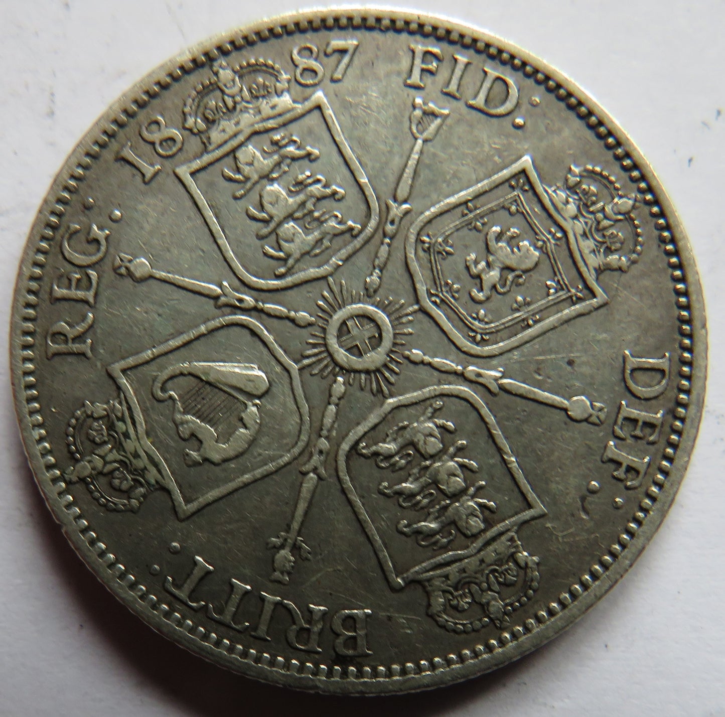 1887 Queen Victoria Silver Florin Coin - Great Britain