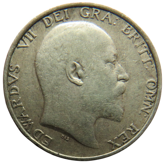 1910 King Edward VII Silver Shilling Coin - Great Britain