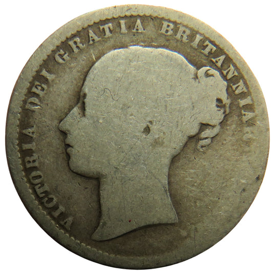1872 Queen Victoria Young Head Silver Shilling Coin - Great Britain