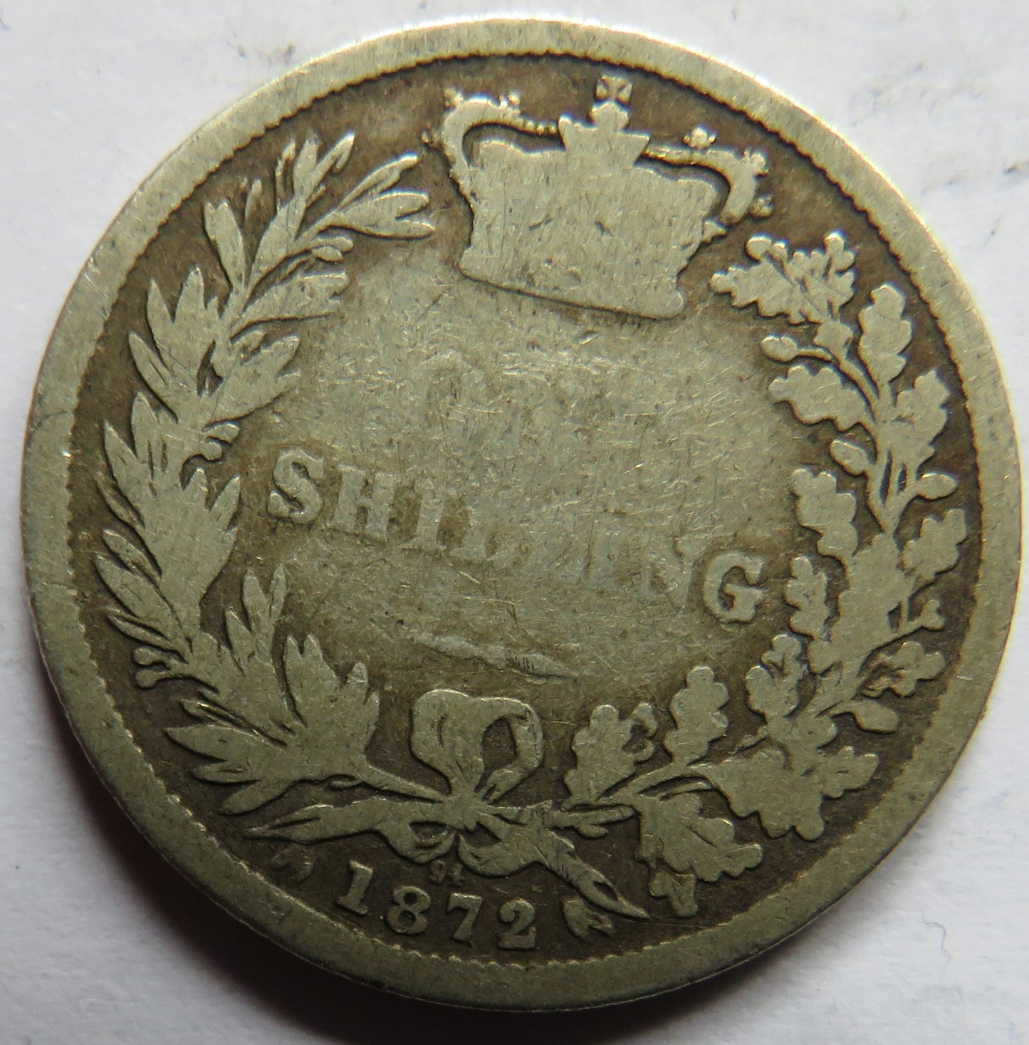 1872 Queen Victoria Young Head Silver Shilling Coin - Great Britain