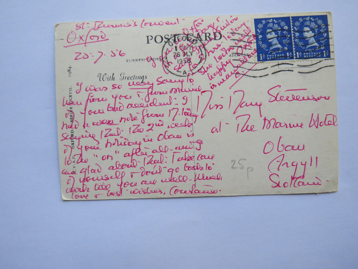 Vintage Postcard of The Virgin Porch, St. Mary-the-Virgin Church, Oxford, 1956