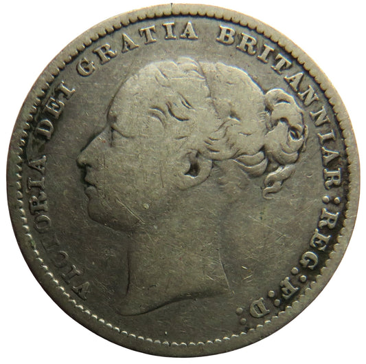 1879 Queen Victoria Young Head Silver Shilling Coin - Great Britain