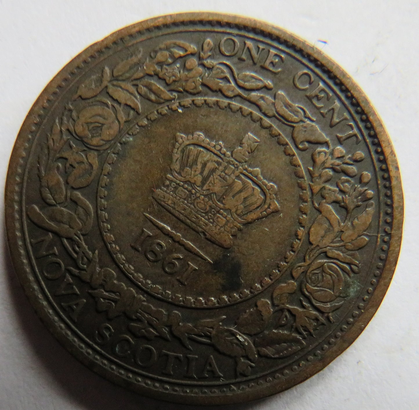 1861 Queen Victoria Nova Scotia One Cent Coin