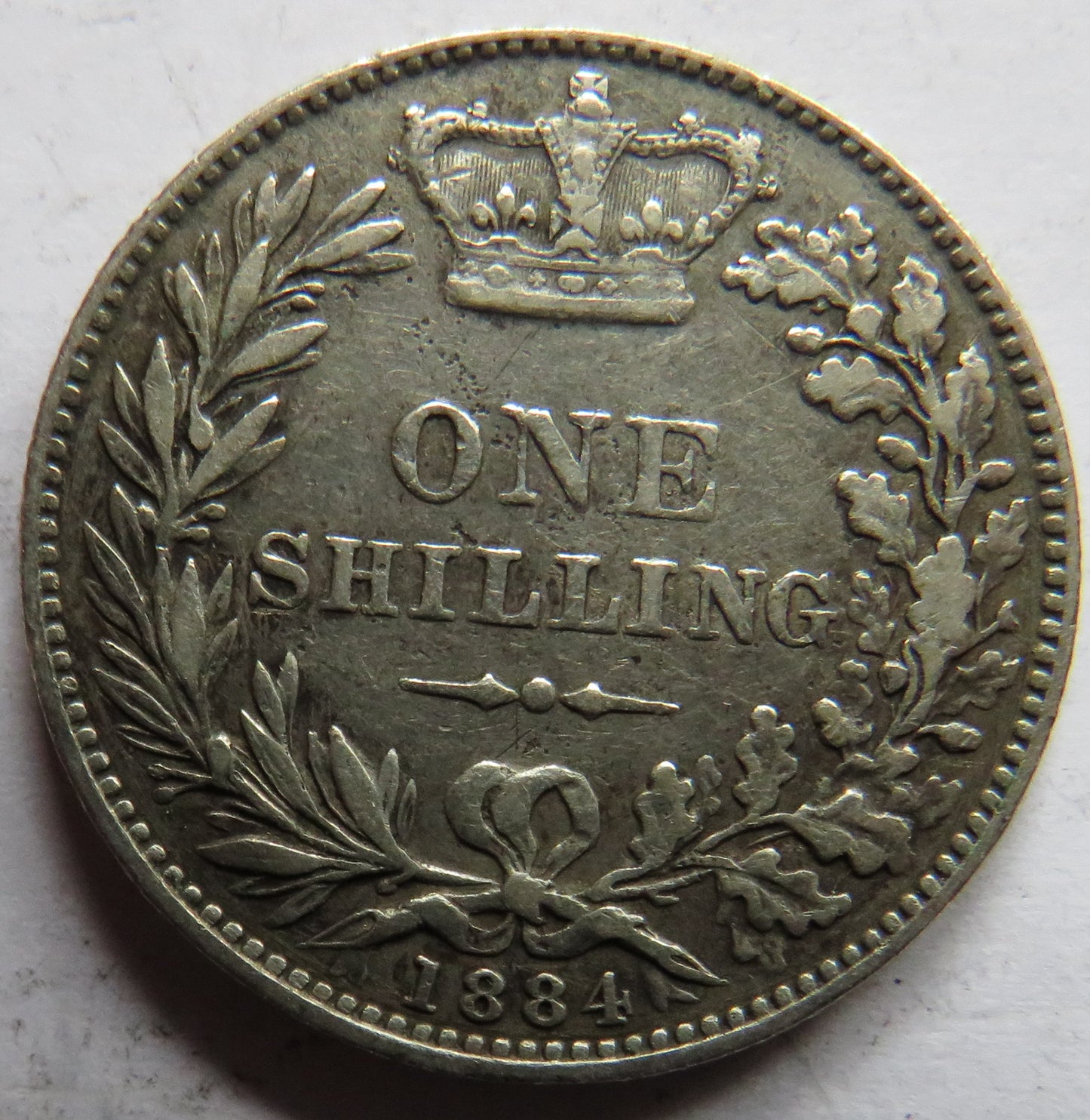1884 Queen Victoria Young Head Silver Shilling Coin - Great Britain