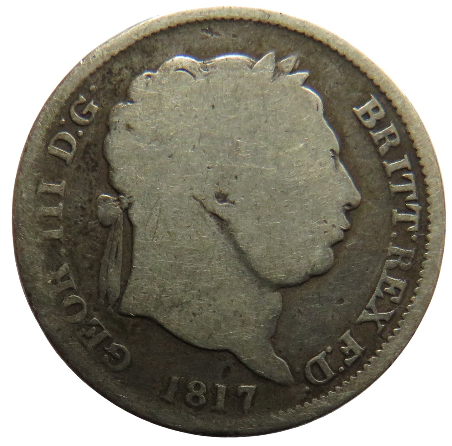 1817 King George III Silver Shilling Coin - Great Britain