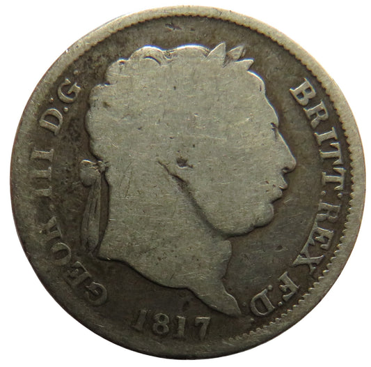 1817 King George III Silver Shilling Coin - Great Britain
