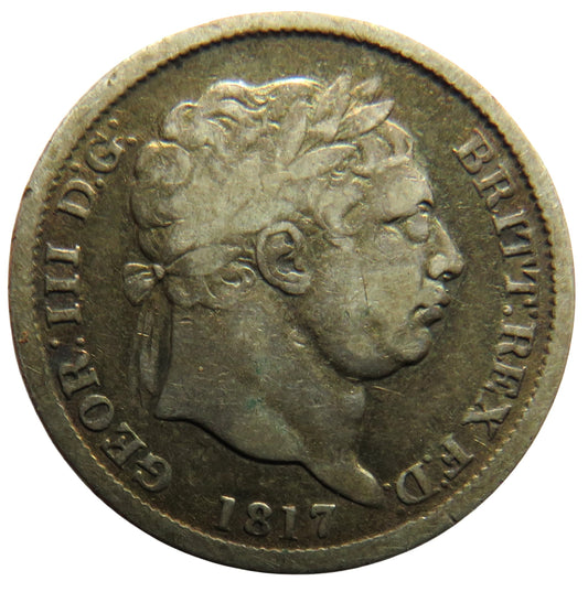 1817 King George III Silver Shilling Coin - Great Britain