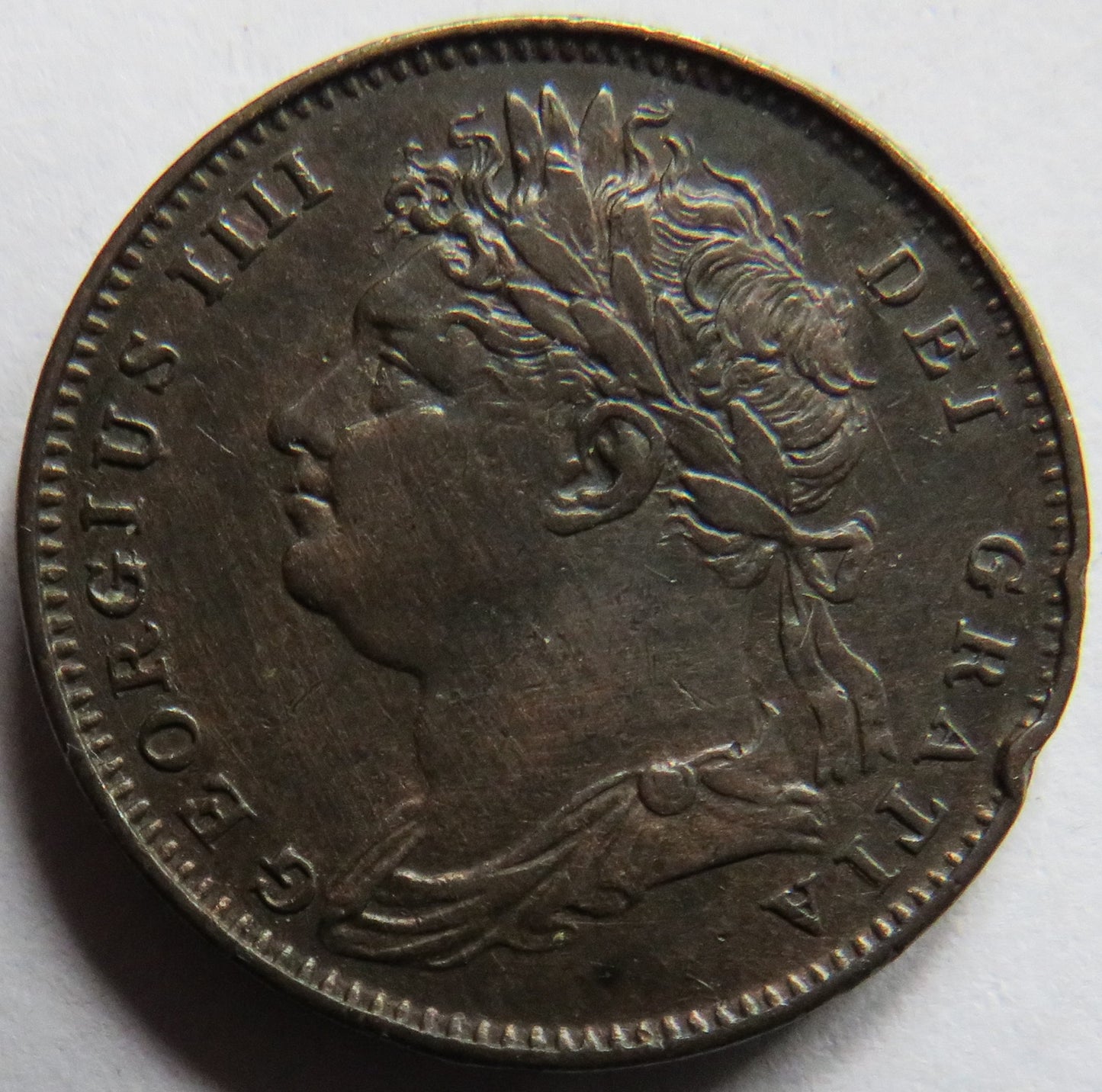 1822 King George IV Farthing Coin Great Britain - Good Detail