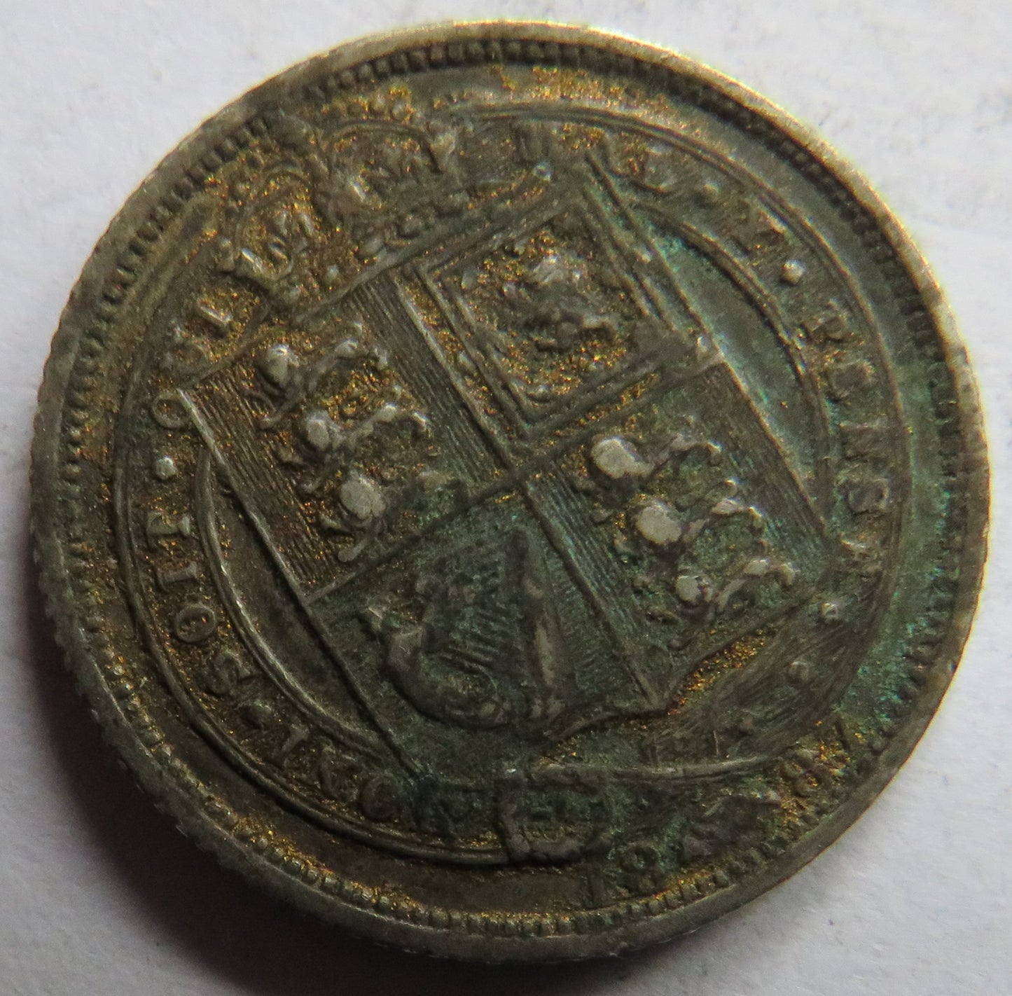 1887 Queen Victoria Jubilee Head Silver Sixpence Coin - Great Britain