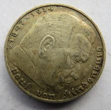 Load image into Gallery viewer, 1936-D Germany Silver 5 Reichsmarks Coin
