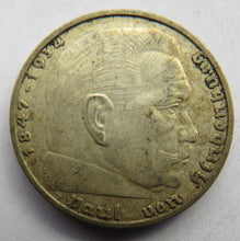 Load image into Gallery viewer, 1939-F Germany Silver 2 Reichsmark Coin
