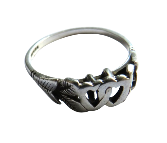 Ladies Sterling Silver Heart Design Ring Fully Hallmarked UK Size - O