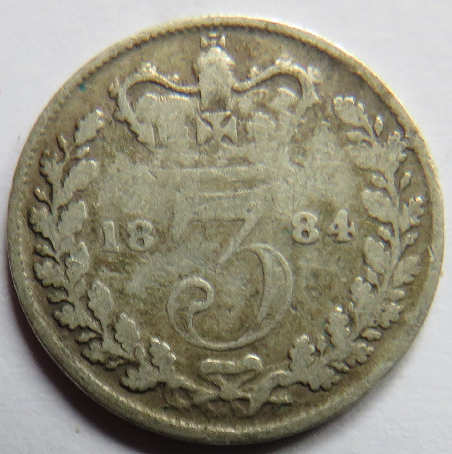 1884 Queen Victoria Young Head Silver Threepence Coin - Great Britain