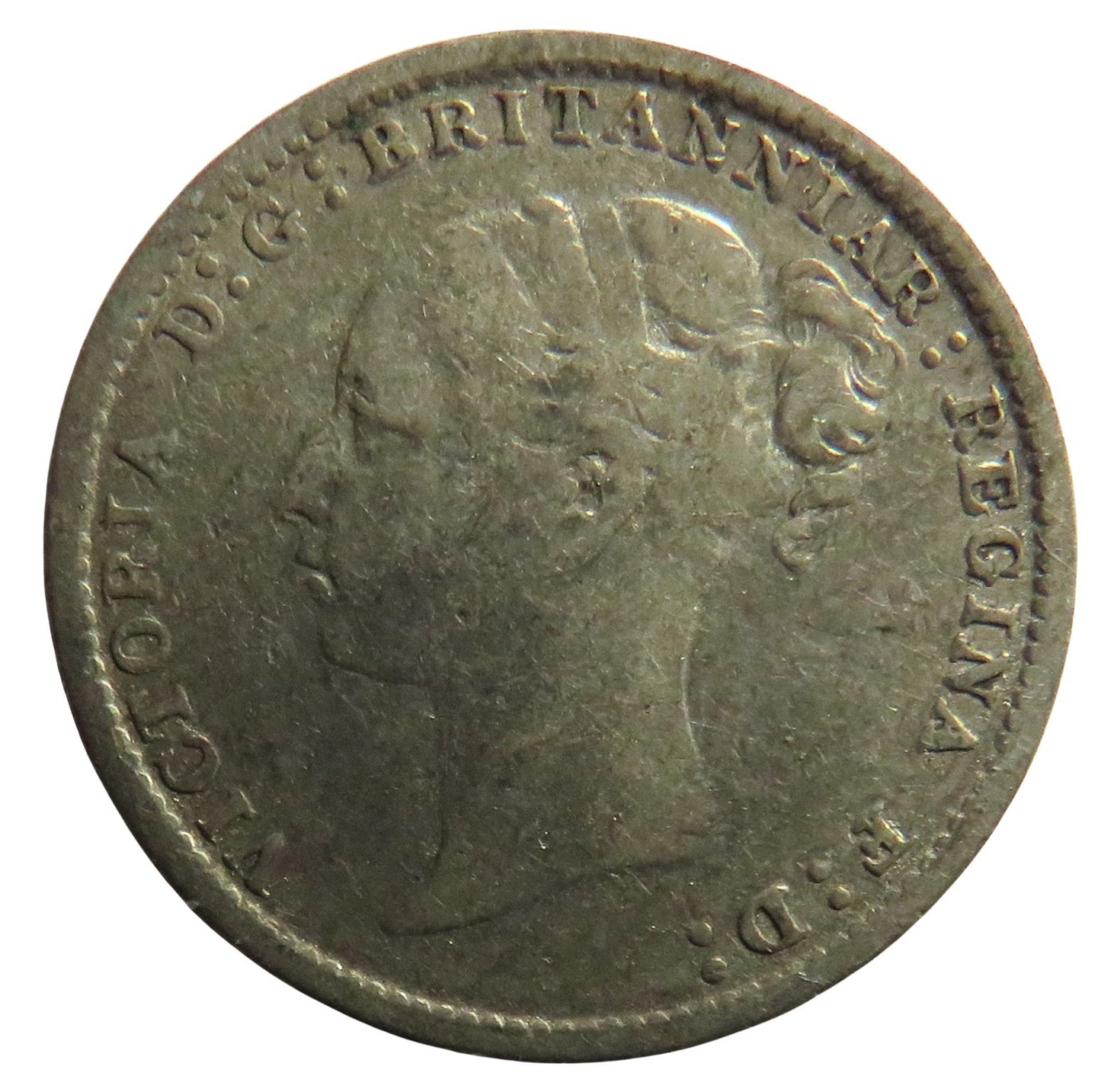 1883 Queen Victoria Young Head Silver Threepence Coin - Great Britain