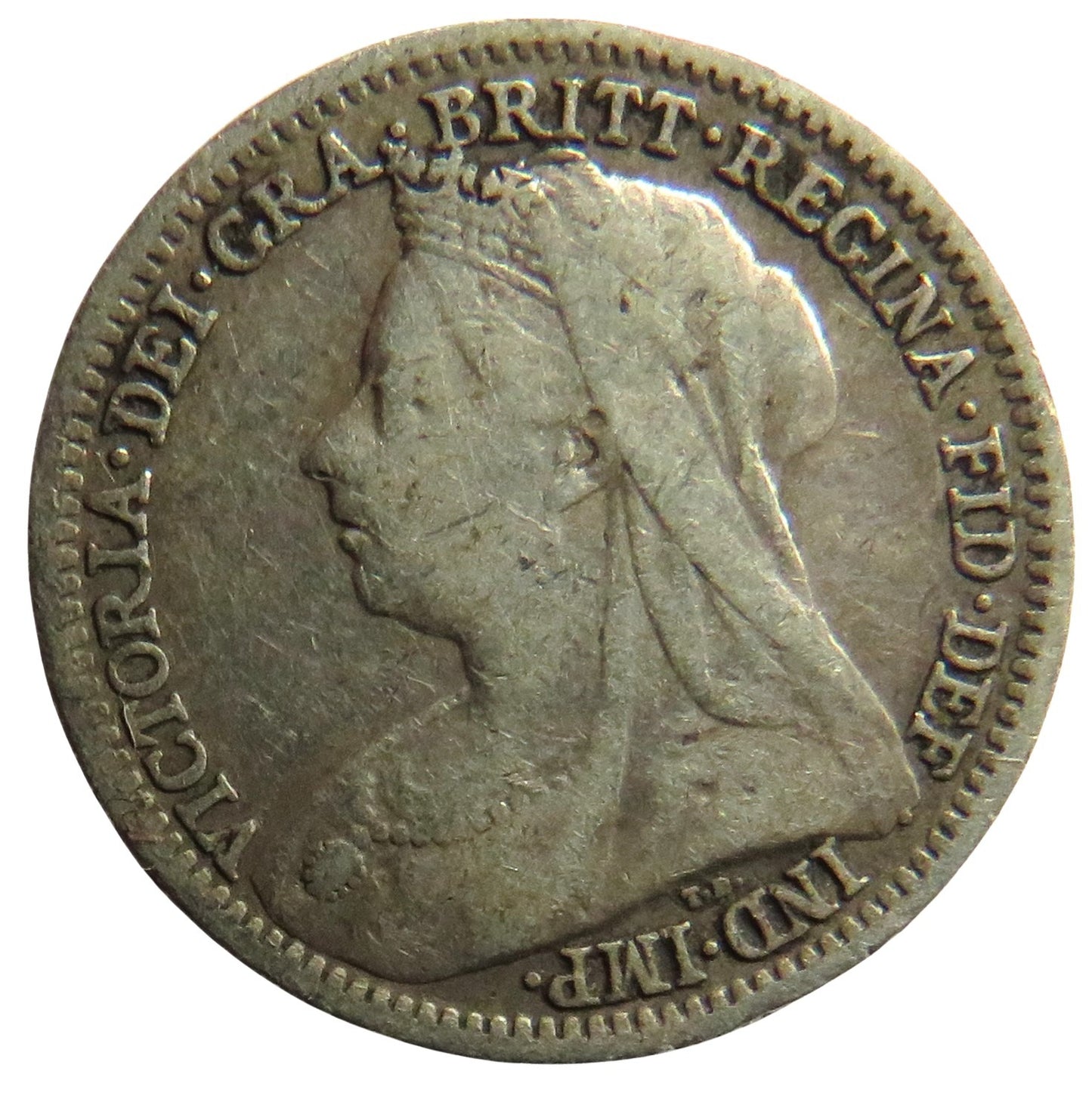 1900 Queen Victoria Silver Threepence Coin - Great Britain