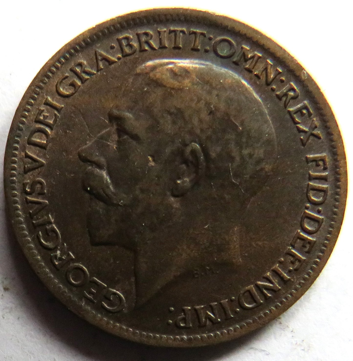 1919 King George V Farthing Coin - Great Britain