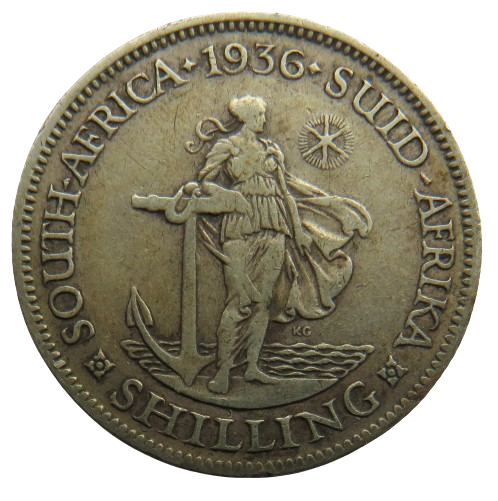 1936 King George V South Africa Silver Shilling Coin