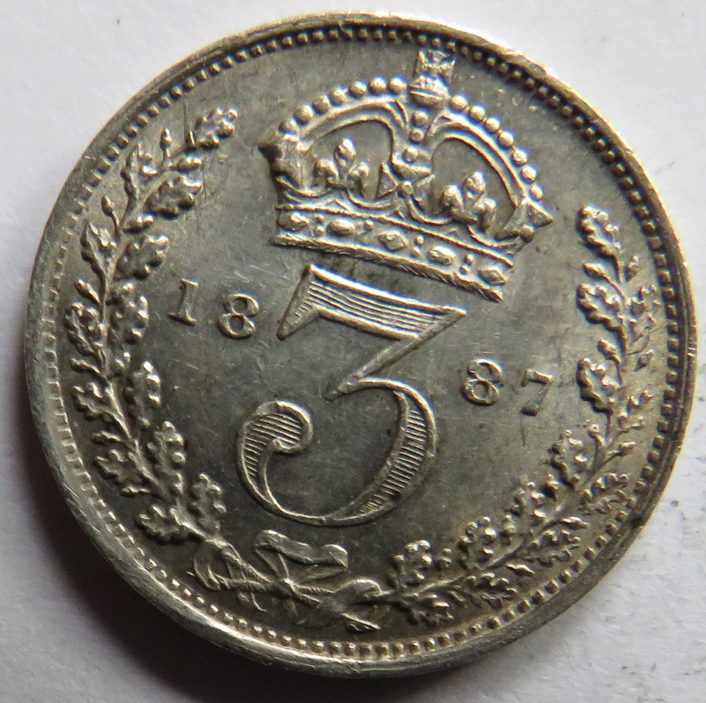 1887 Queen Victoria Jubilee Head Silver Threepence Coin - Great Britain