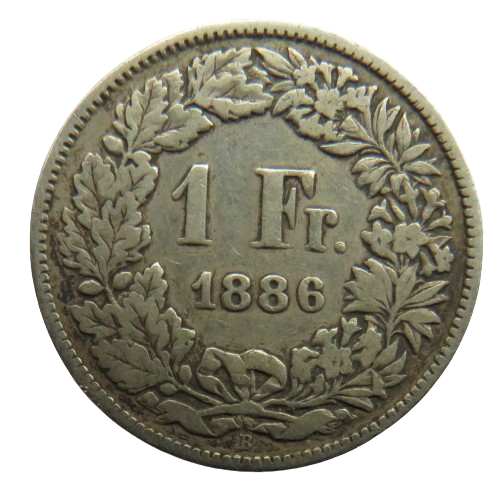 1886 Switzerland Silver One Franc Coin