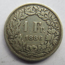 Load image into Gallery viewer, 1886 Switzerland Silver One Franc Coin
