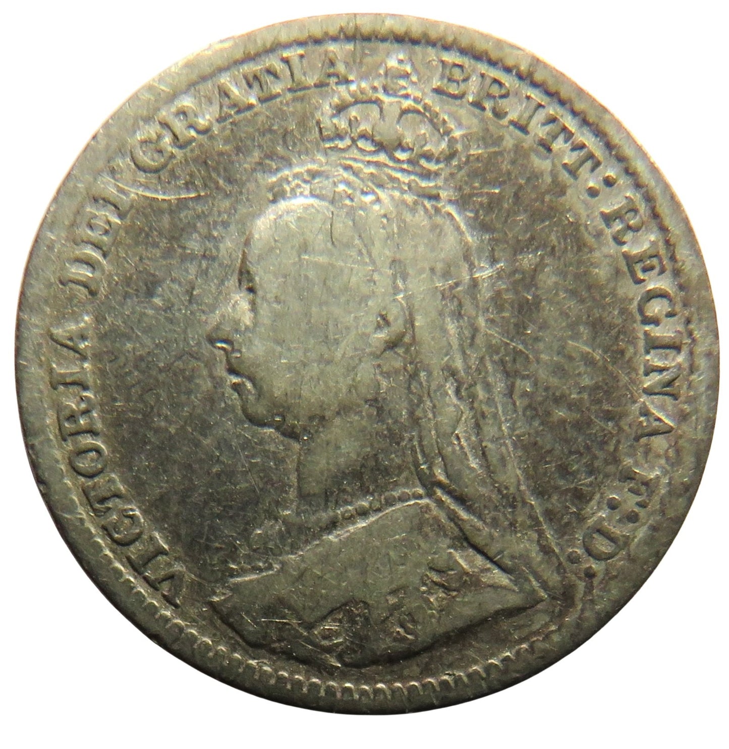 1891 Queen Victoria Jubilee Head Silver Threepence Coin - Great Britain