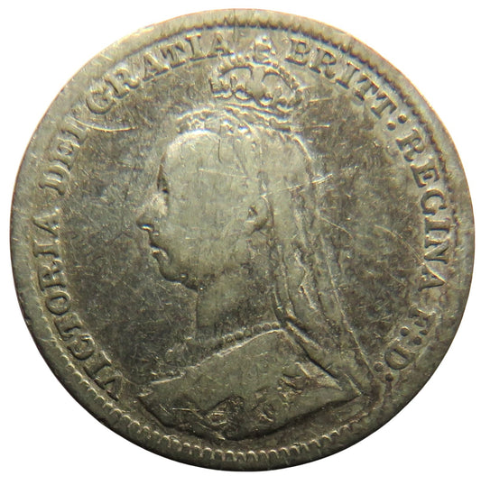 1891 Queen Victoria Jubilee Head Silver Threepence Coin - Great Britain