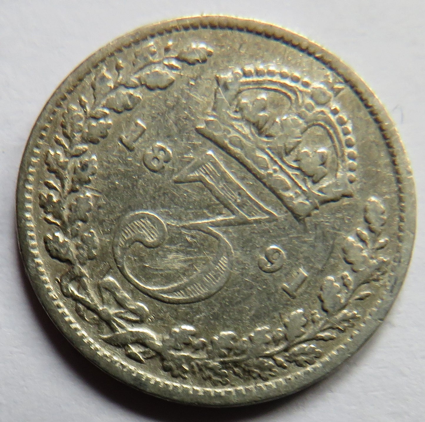 1891 Queen Victoria Jubilee Head Silver Threepence Coin - Great Britain