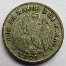 Load image into Gallery viewer, 1879 Chile Silver 20 Centavos Coin
