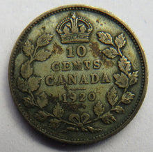 Load image into Gallery viewer, 1920 King George V Canada Silver 10 Cents Coin
