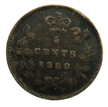 Load image into Gallery viewer, 1888 Queen Victoria Canada Silver 5 Cents Coin

