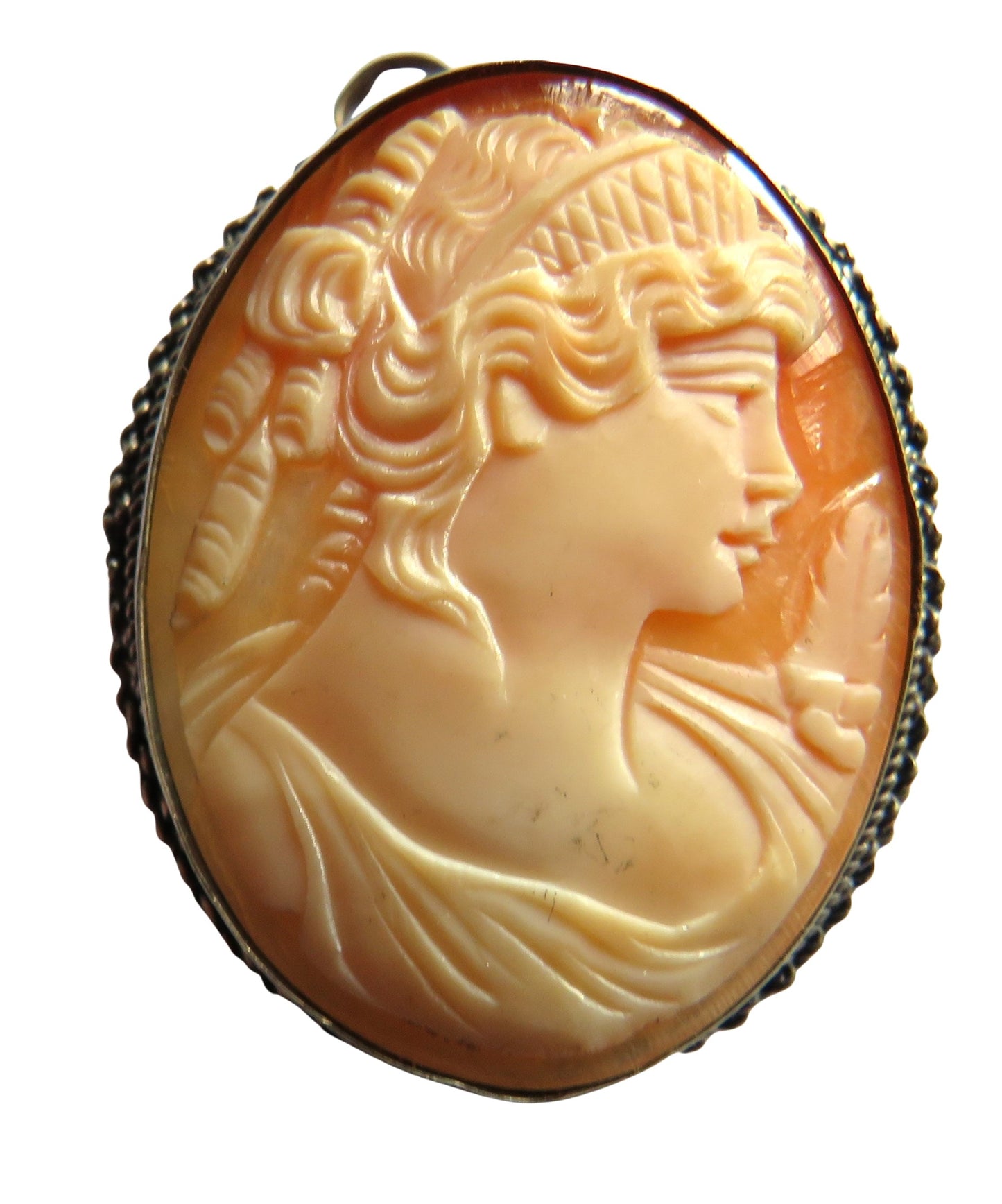 Antique .800 Silver Continental Cameo Brooch