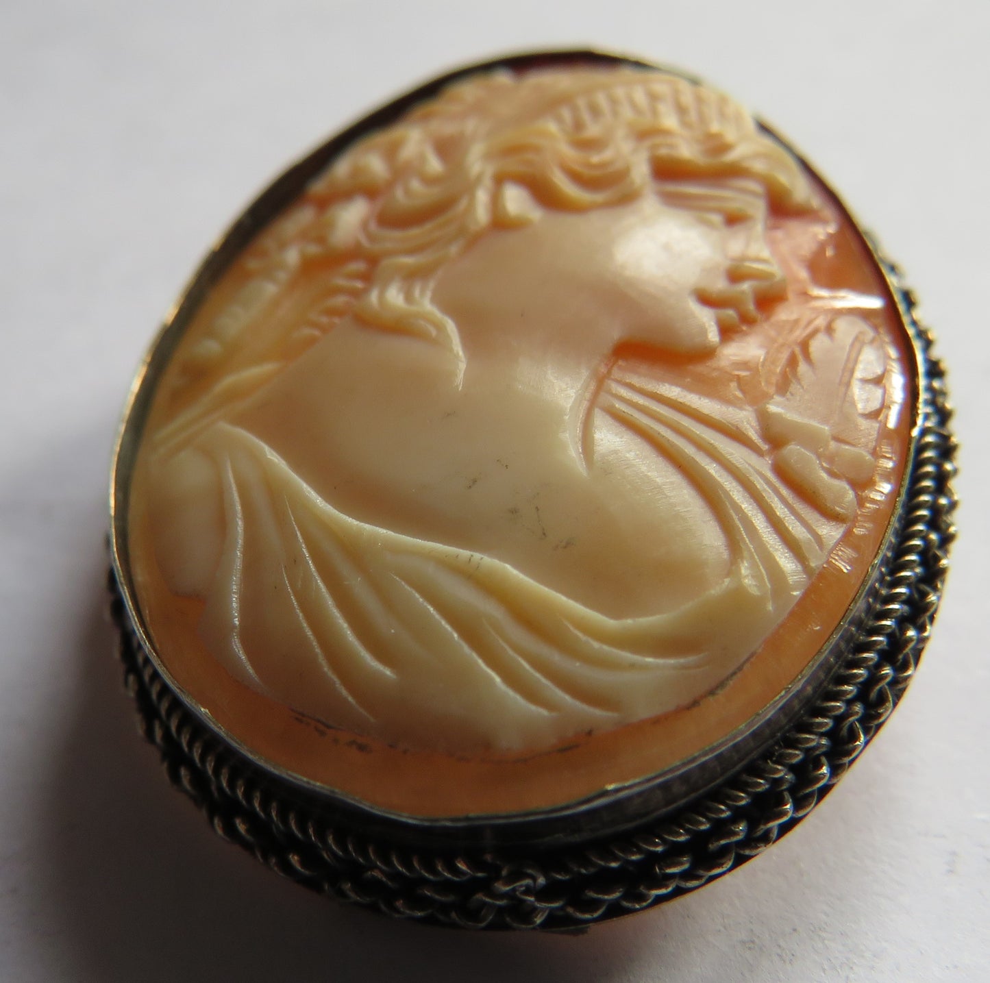 Antique .800 Silver Continental Cameo Brooch