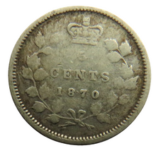 Load image into Gallery viewer, 1870 Queen Victoria Canada Silver 5 Cents Coin
