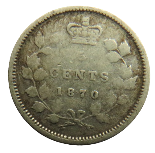 1870 Queen Victoria Canada Silver 5 Cents Coin