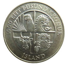Load image into Gallery viewer, 874 - 1974 Iceland Silver 1000 Krónur Coin
