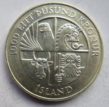 Load image into Gallery viewer, 874 - 1974 Iceland Silver 1000 Krónur Coin
