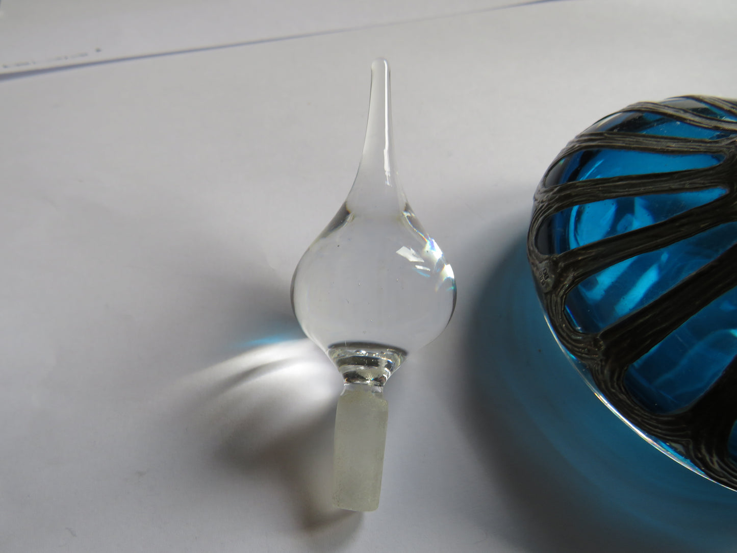 Antique Silver Mounted Blue Glass Scent Bottle