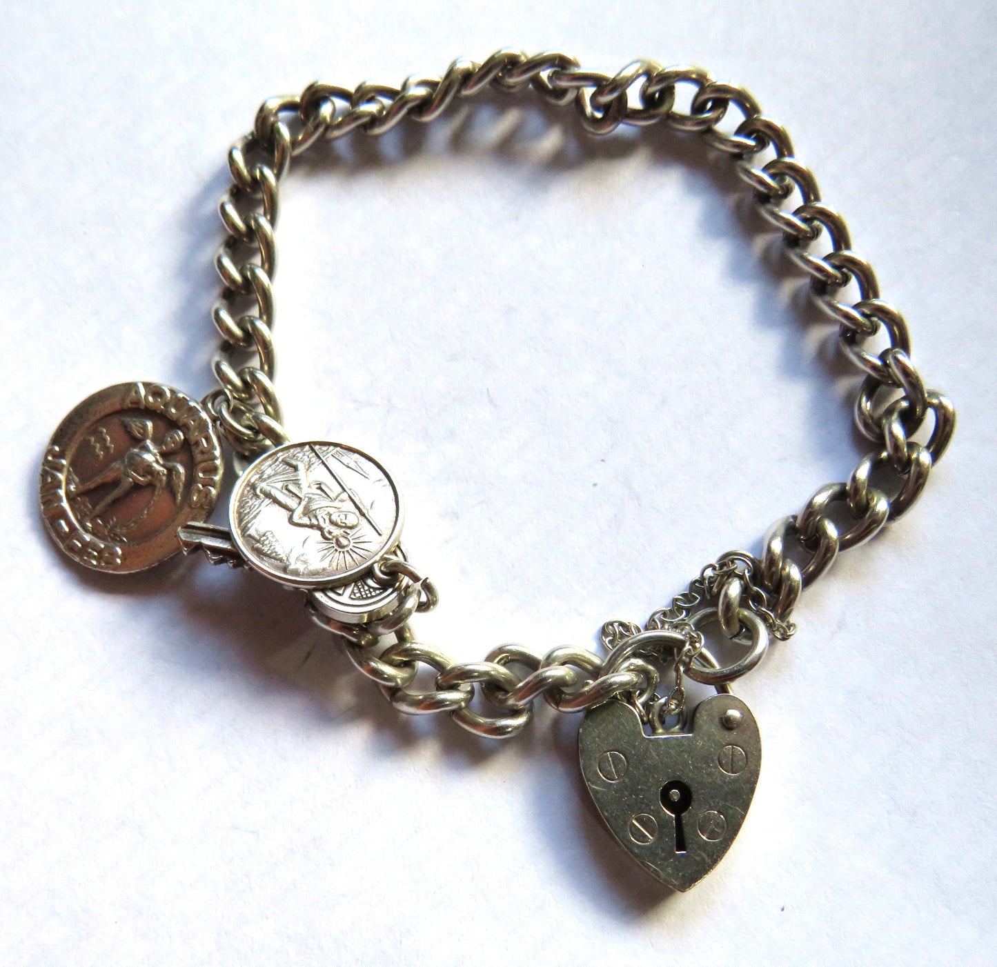 Ladies Sterling Silver Charm Bracelet With Padlock Clasp