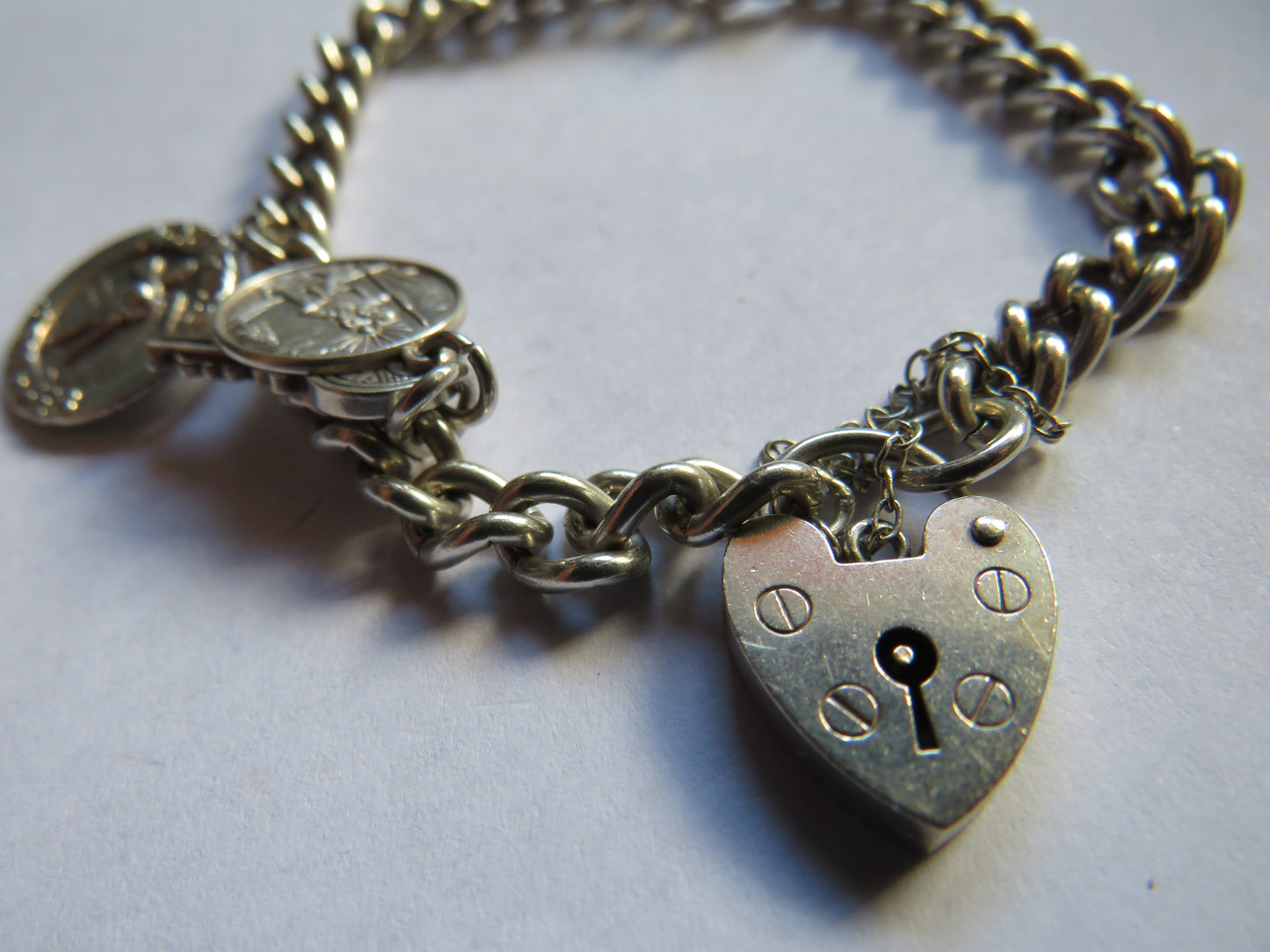 Ladies Sterling Silver Charm Bracelet With Padlock Clasp