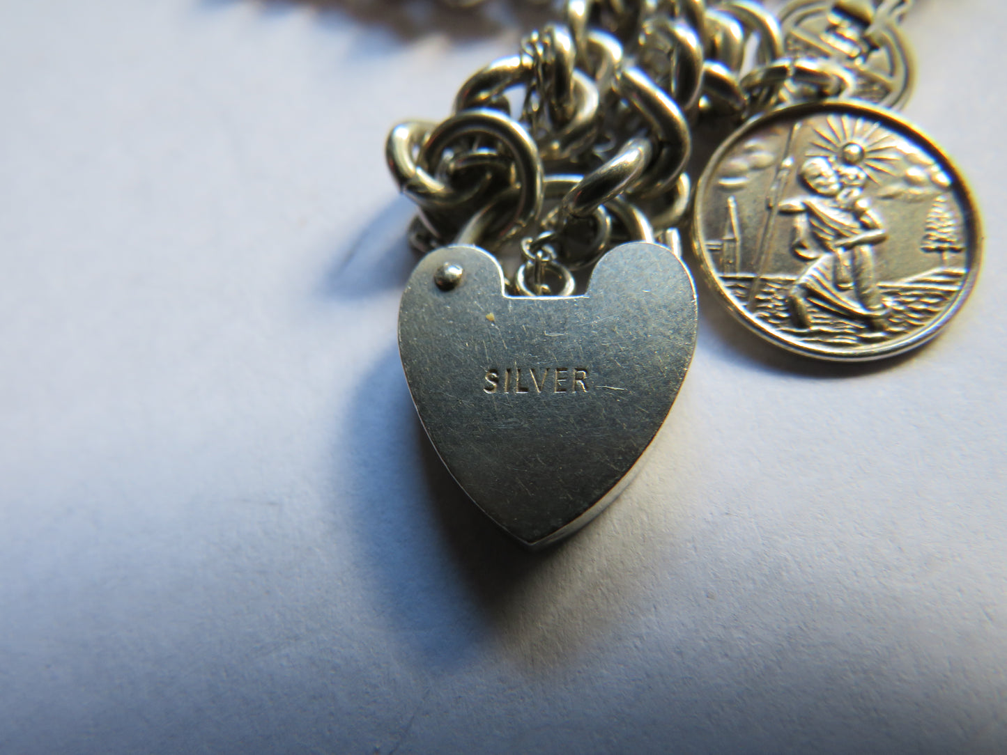 Ladies Sterling Silver Charm Bracelet With Padlock Clasp