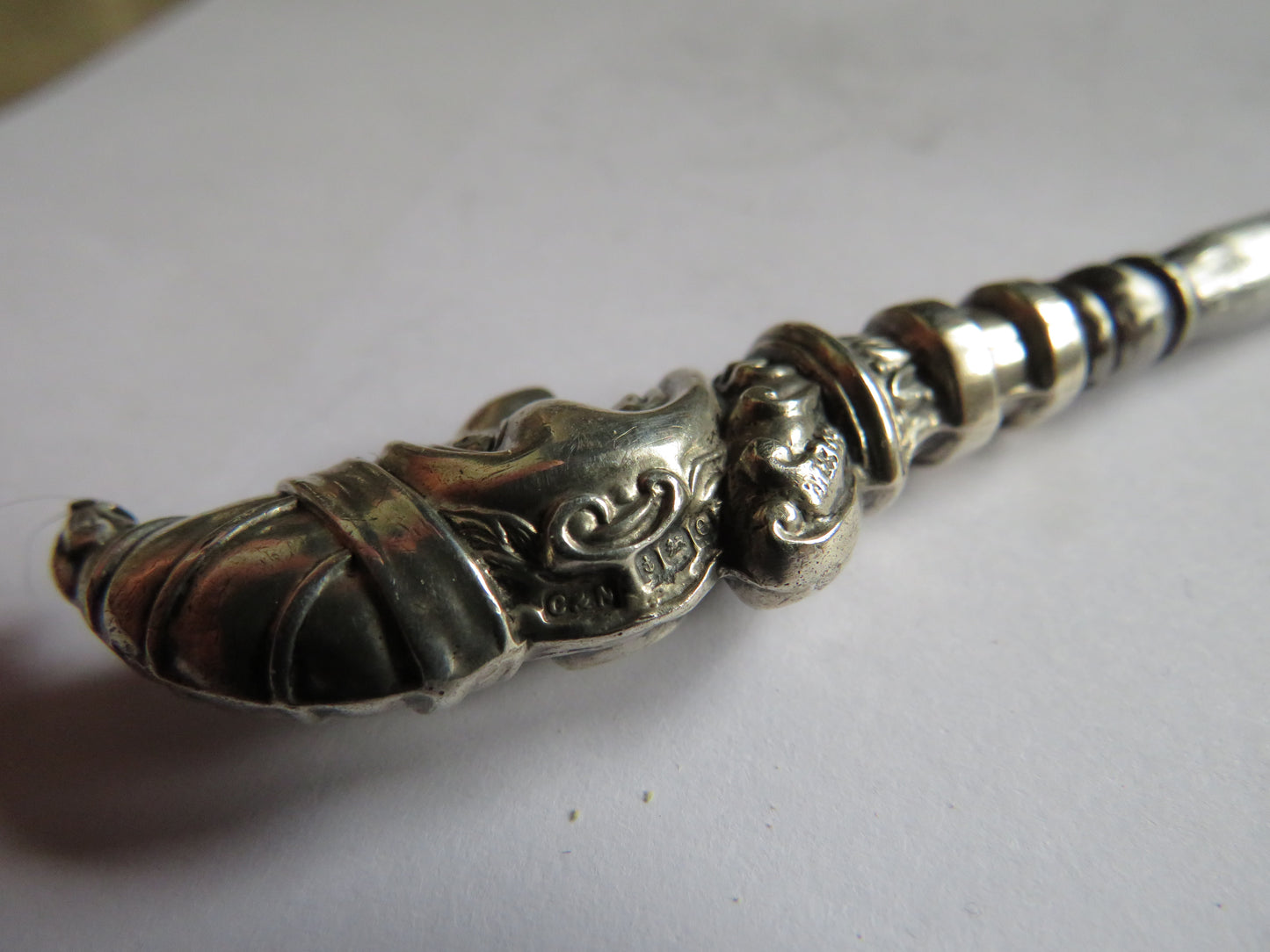 Antique Silver Handled Novelty Punch Button Hook Hallmarked Birmingham 1904