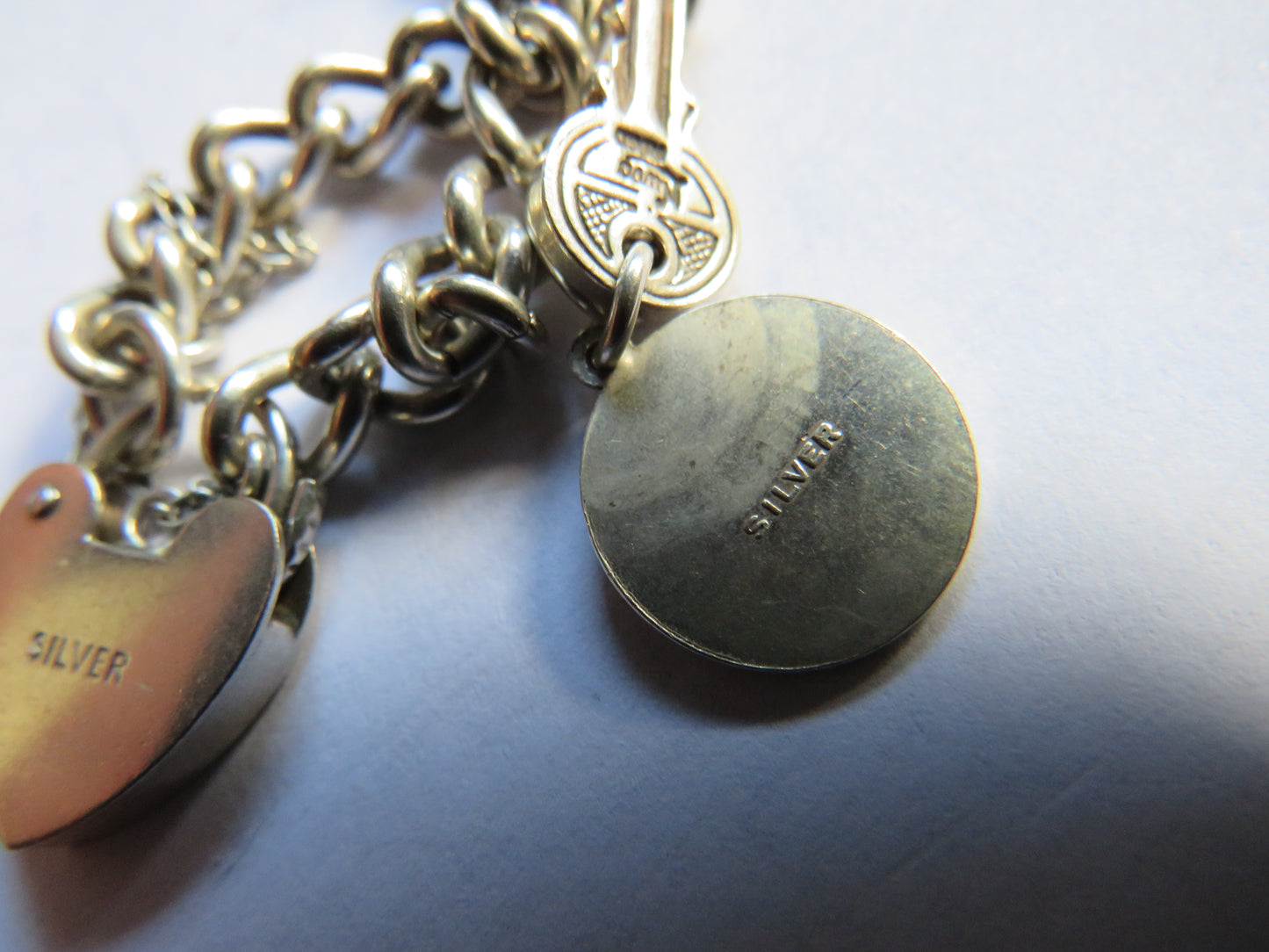 Ladies Sterling Silver Charm Bracelet With Padlock Clasp